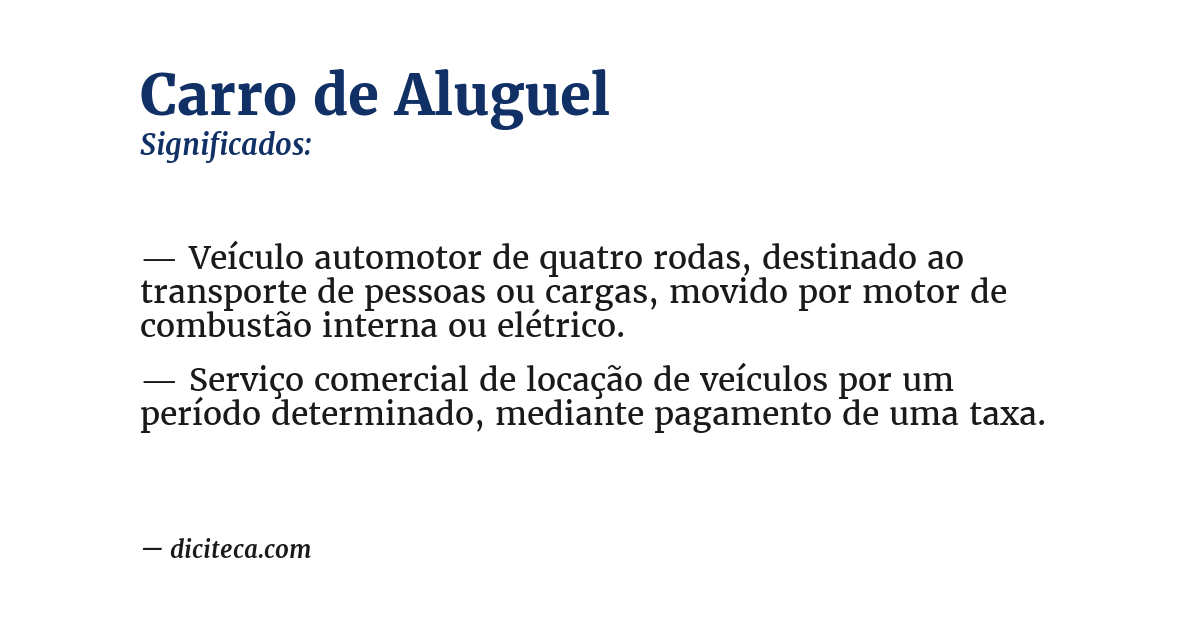 Significado de carro de aluguel