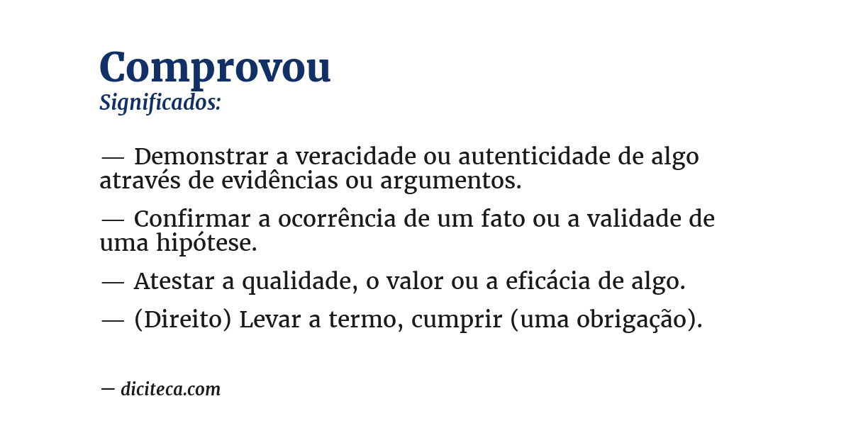 Significado de comprovou