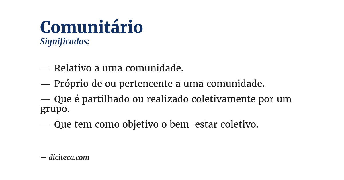 Significado de comunitário