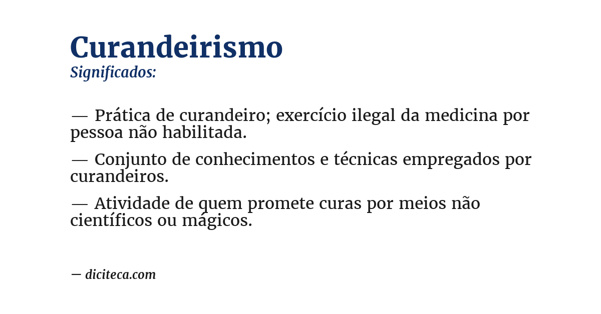 Significado de curandeirismo