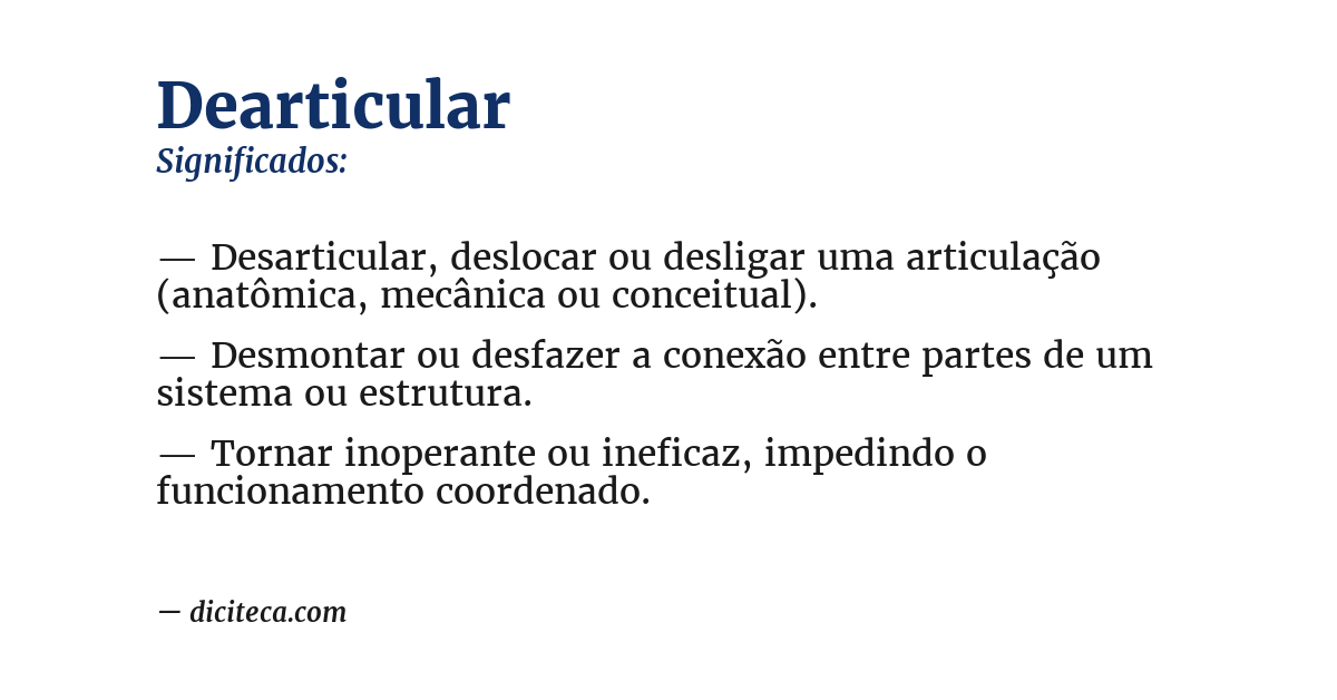 Significado de dearticular