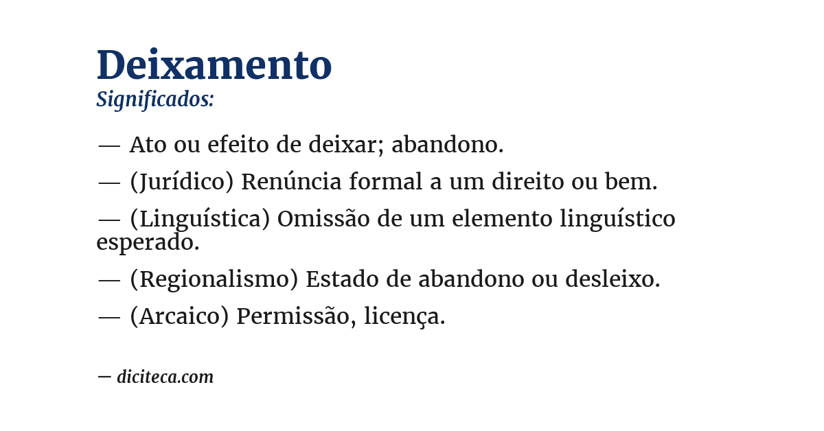 Significado de deixamento