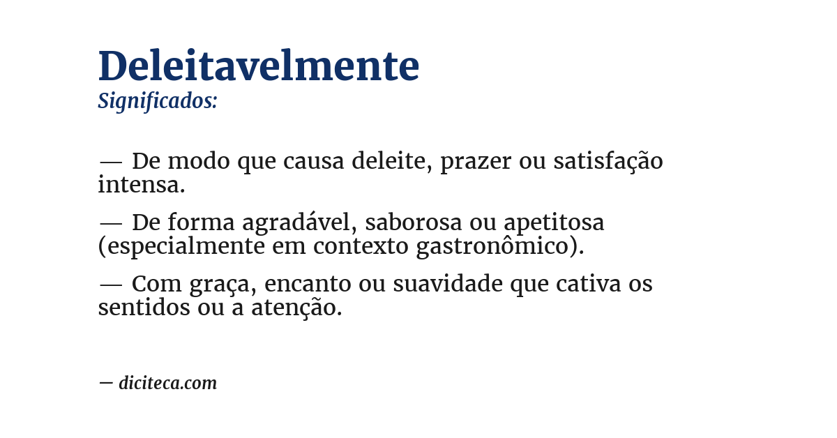 Significado de deleitavelmente
