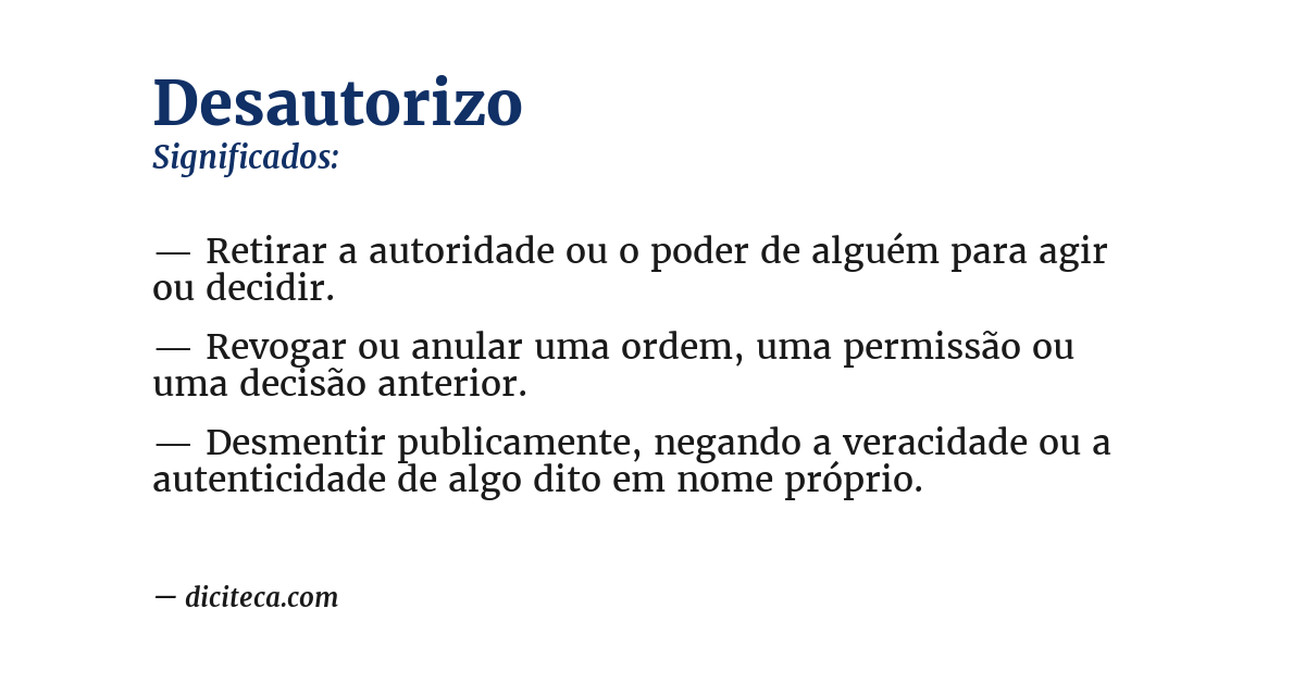 Significado de desautorizo