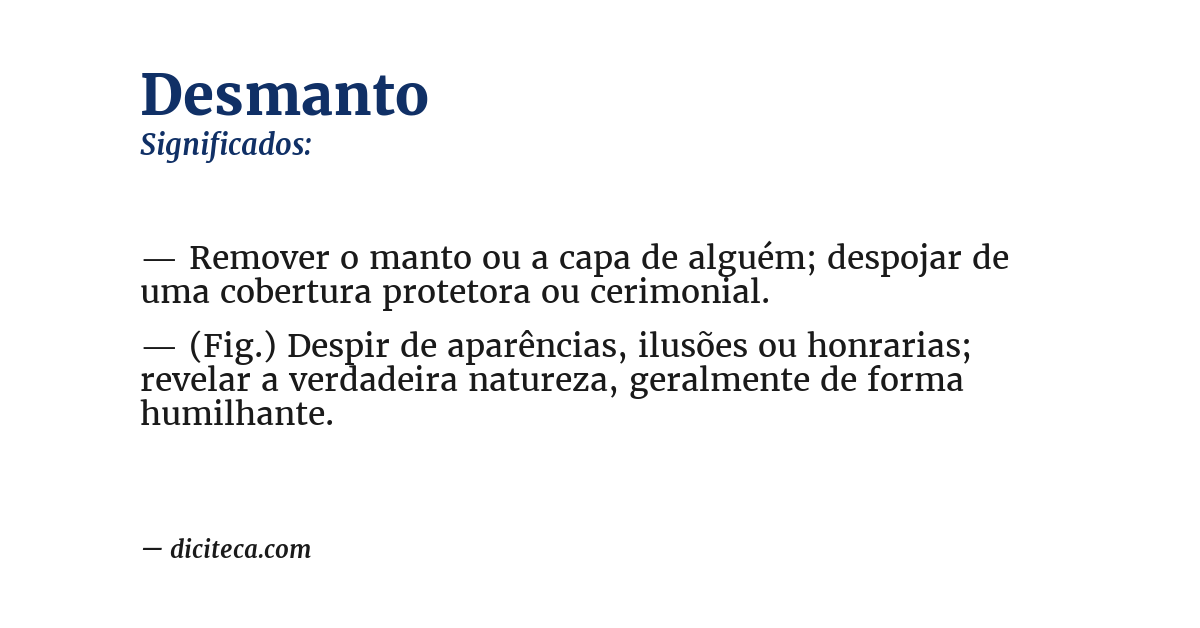 Significado de desmanto