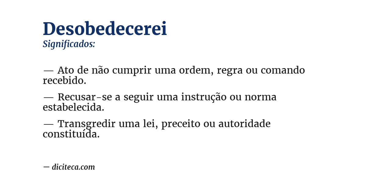 Significado de desobedecerei