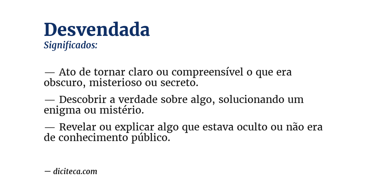 Significado de desvendada