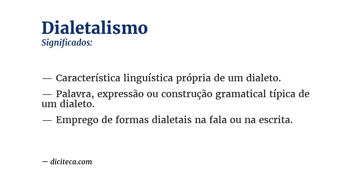Significado de dialetalismo