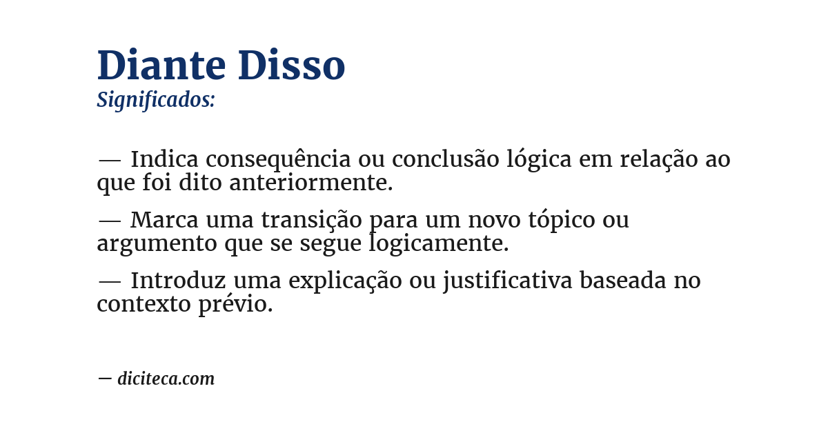 Significado de diante disso