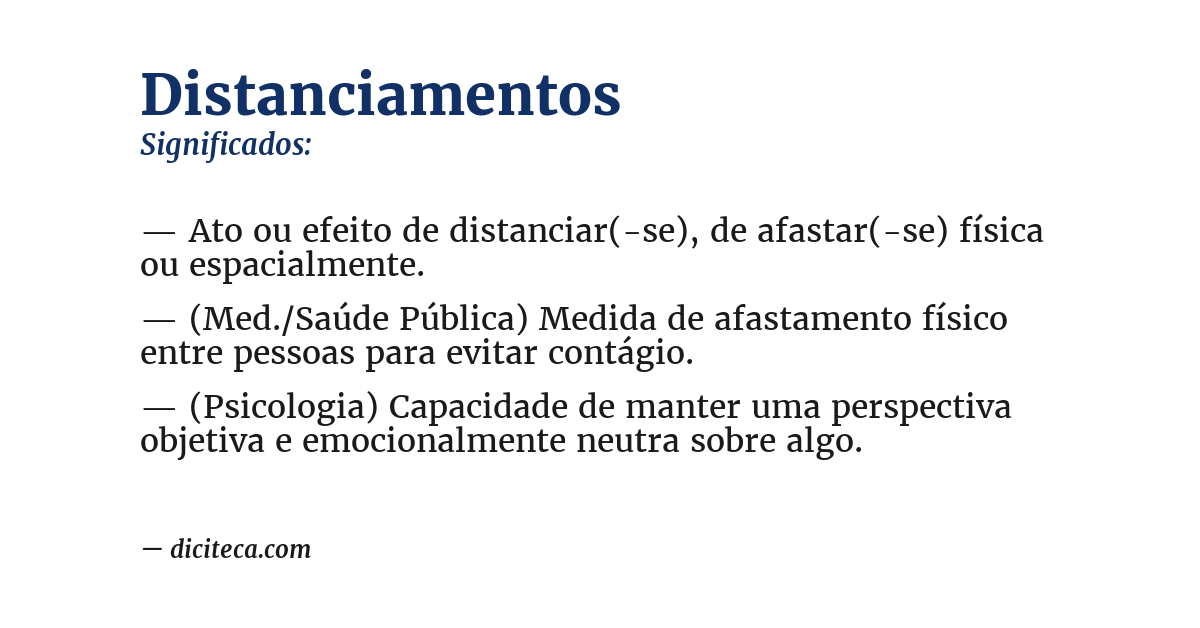 Significado de distanciamentos