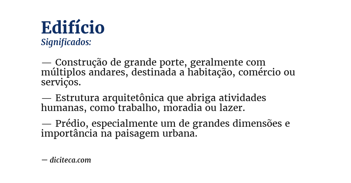 Significado de edifício