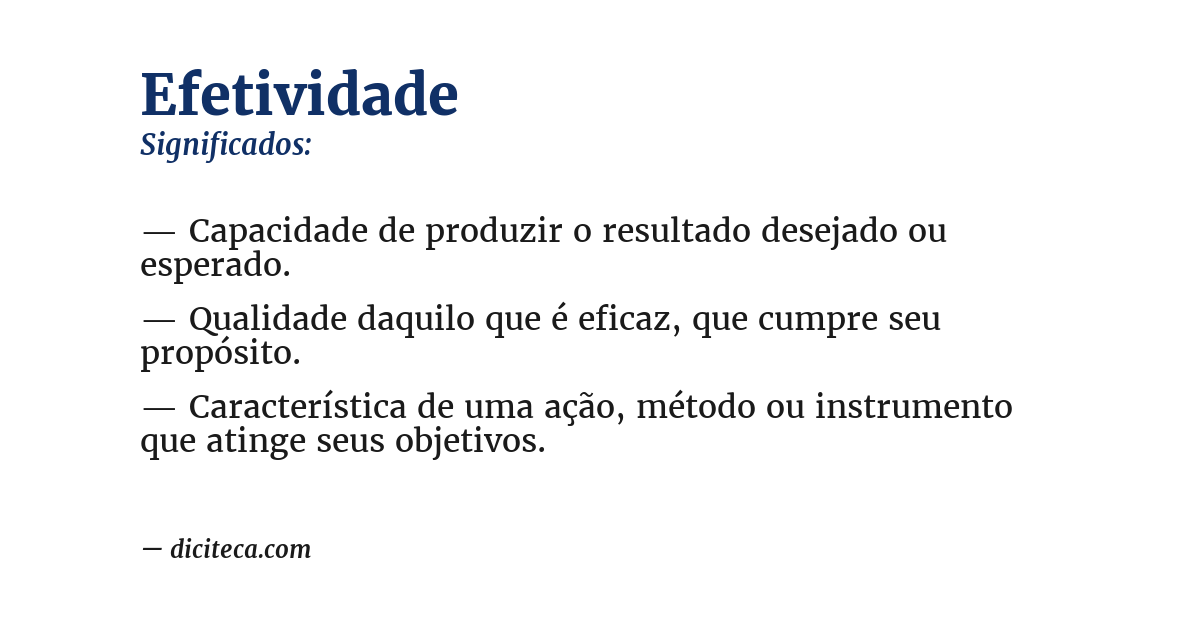 Significado de efetividade