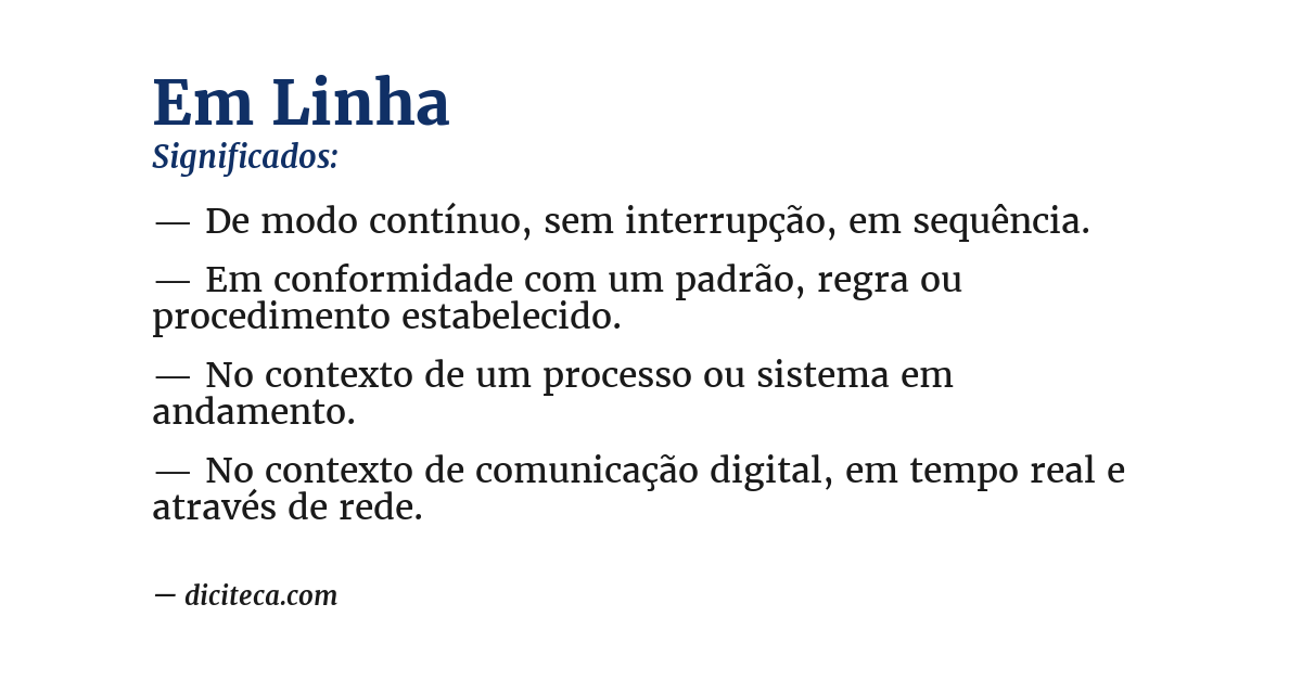 Significado de em linha