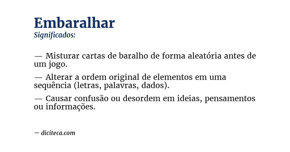 Significado de embaralhar