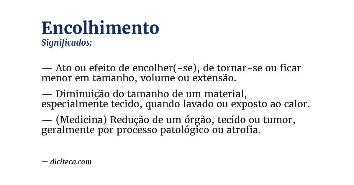 Significado de encolhimento