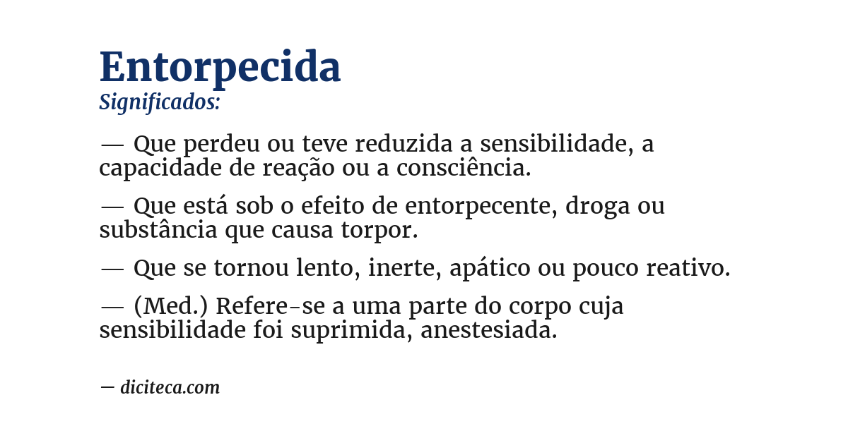 Significado de entorpecida