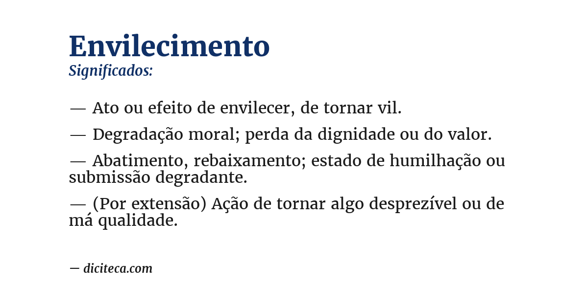 Significado de envilecimento