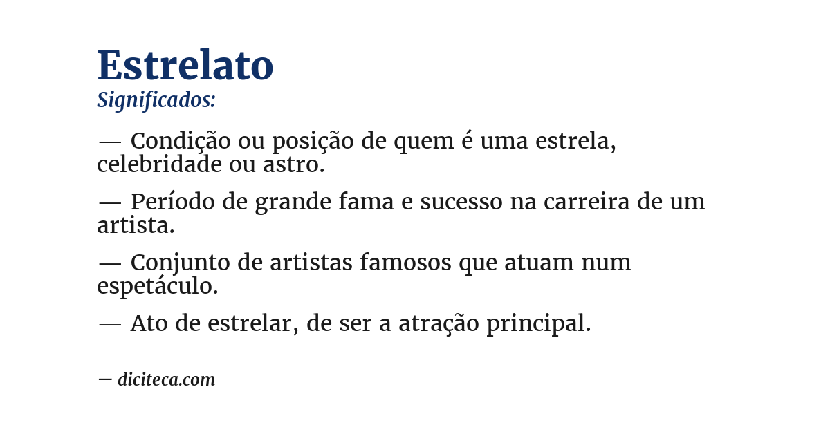 Significado de estrelato