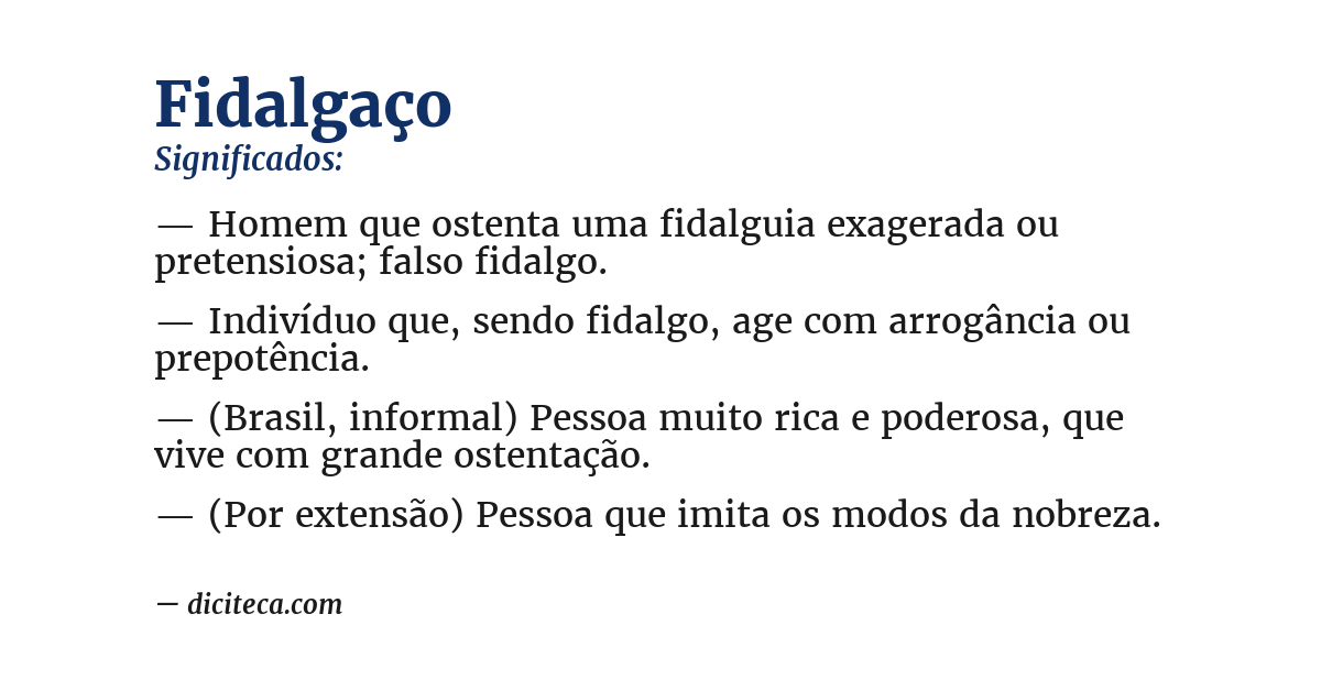 Significado de fidalgaço