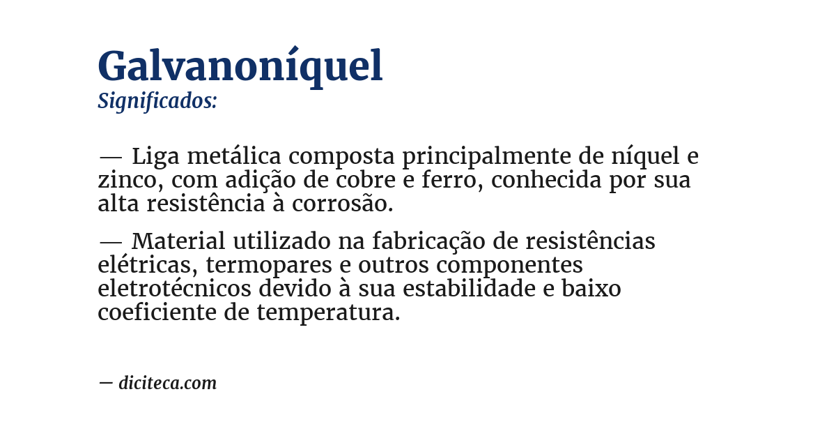 Significado de galvanoníquel