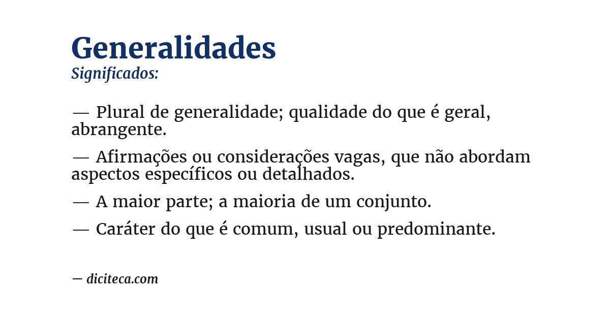 Significado de generalidades