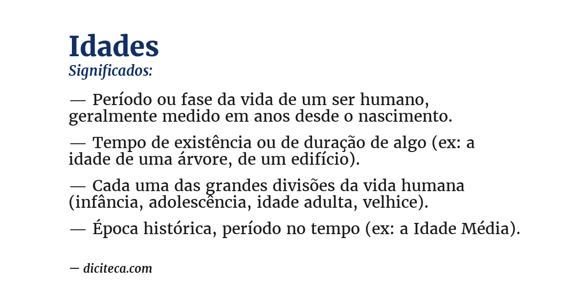 Significado de idades
