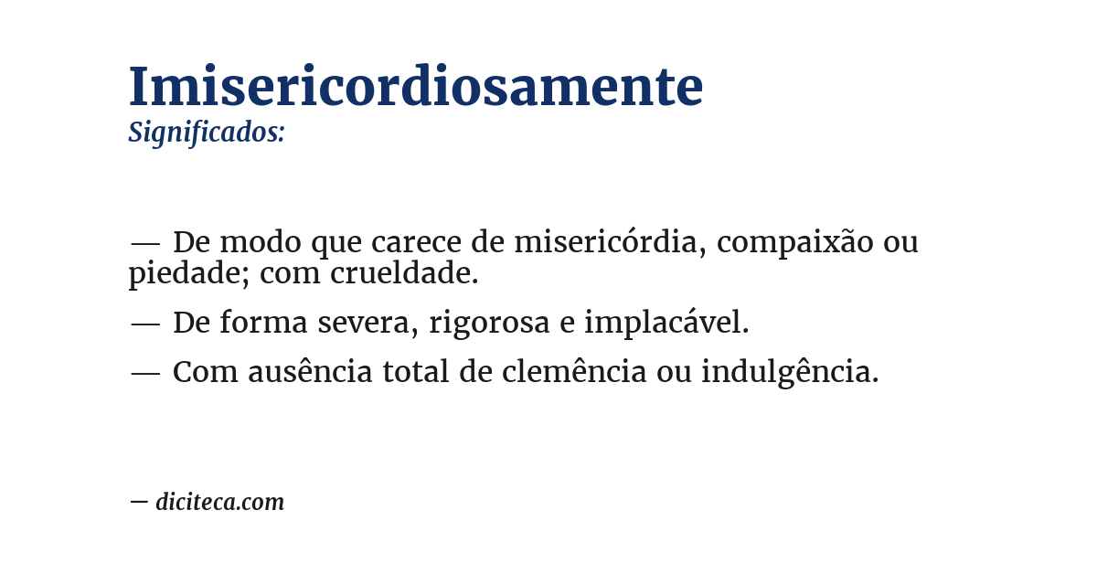 Significado de imisericordiosamente