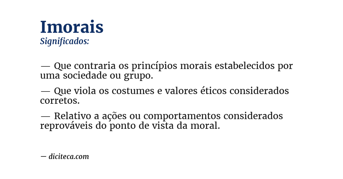 Significado de imorais