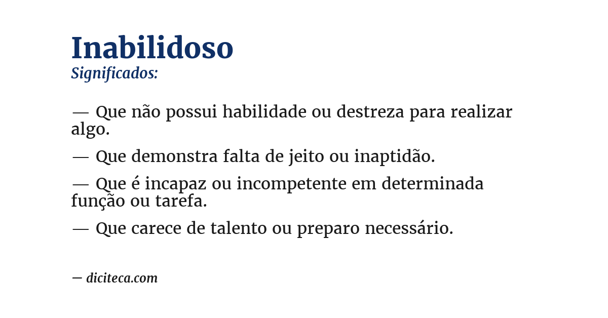 Significado de inabilidoso