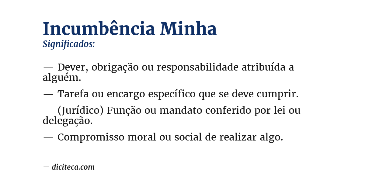 Significado de incumbência minha