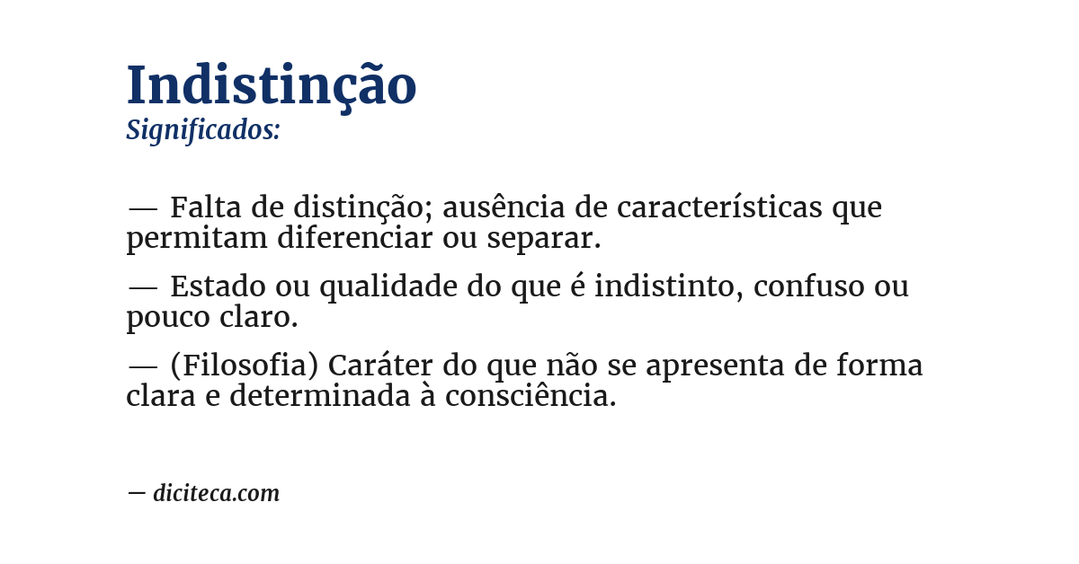 Significado de indistinção