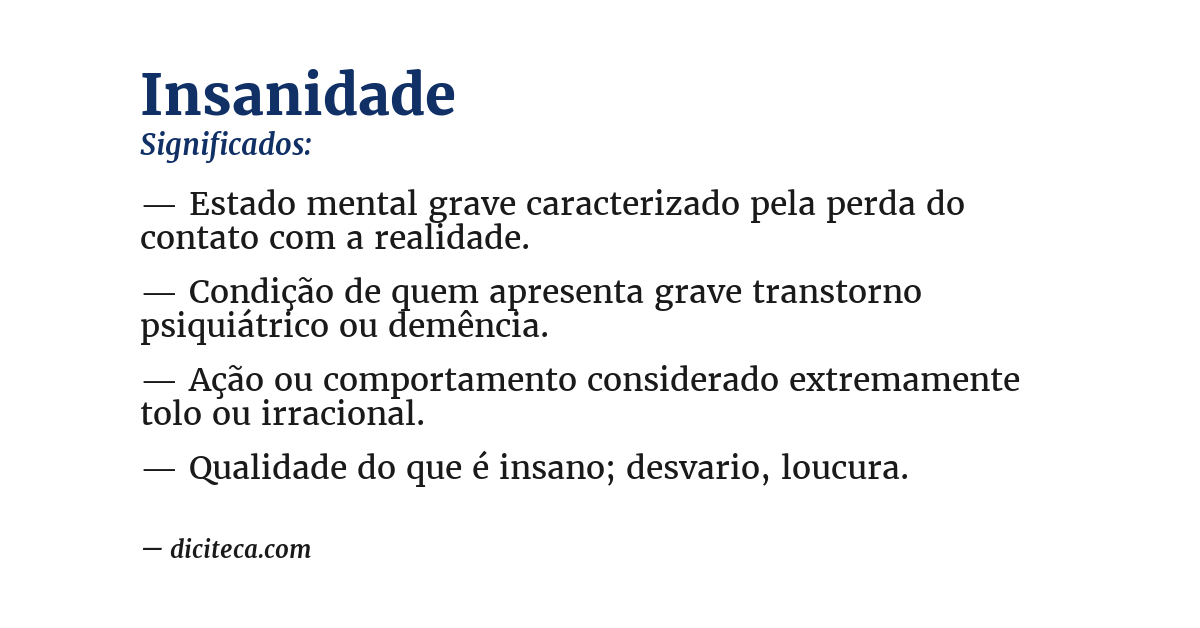 Significado de insanidade