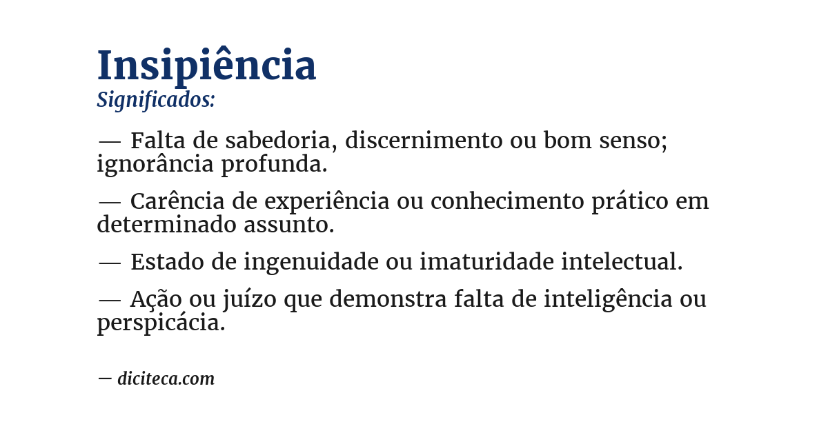 Significado de insipiência