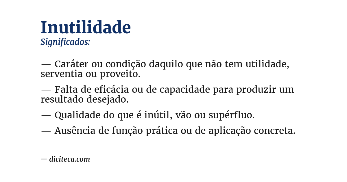 Significado de inutilidade