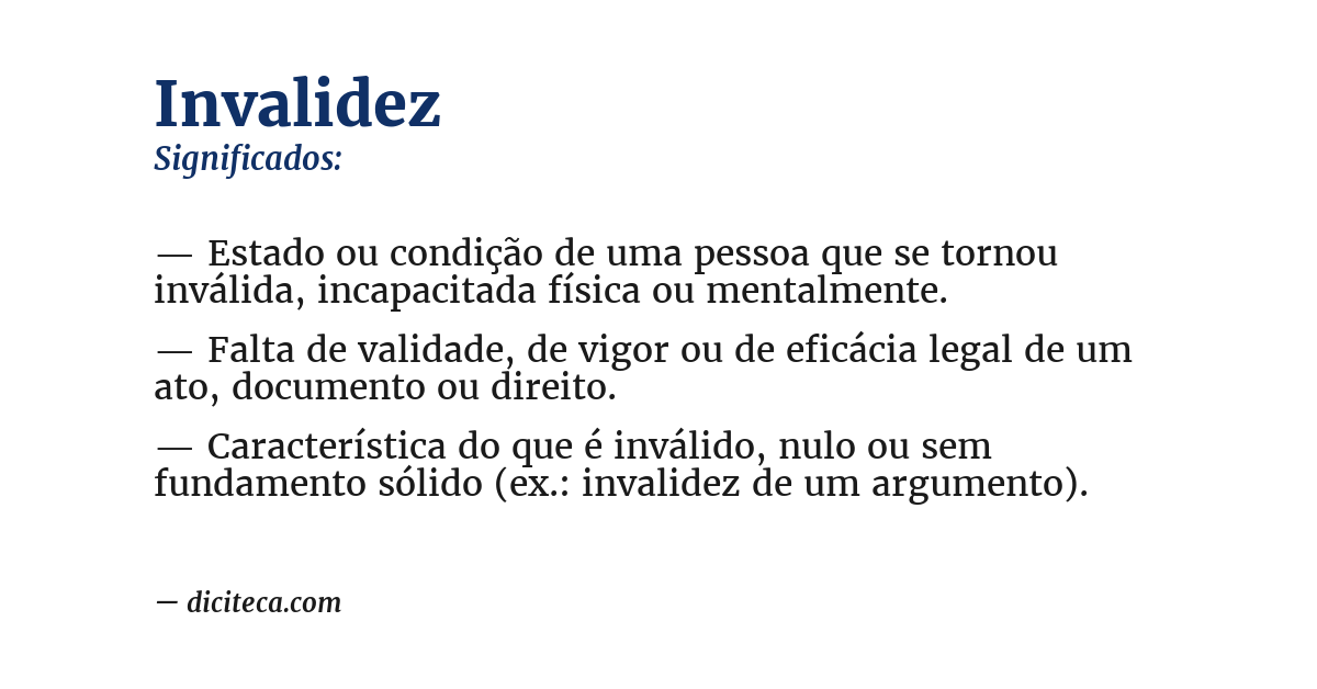Significado de invalidez