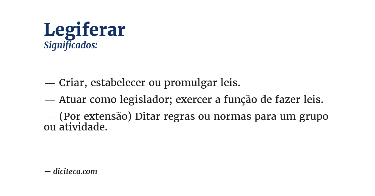 Significado de legiferar