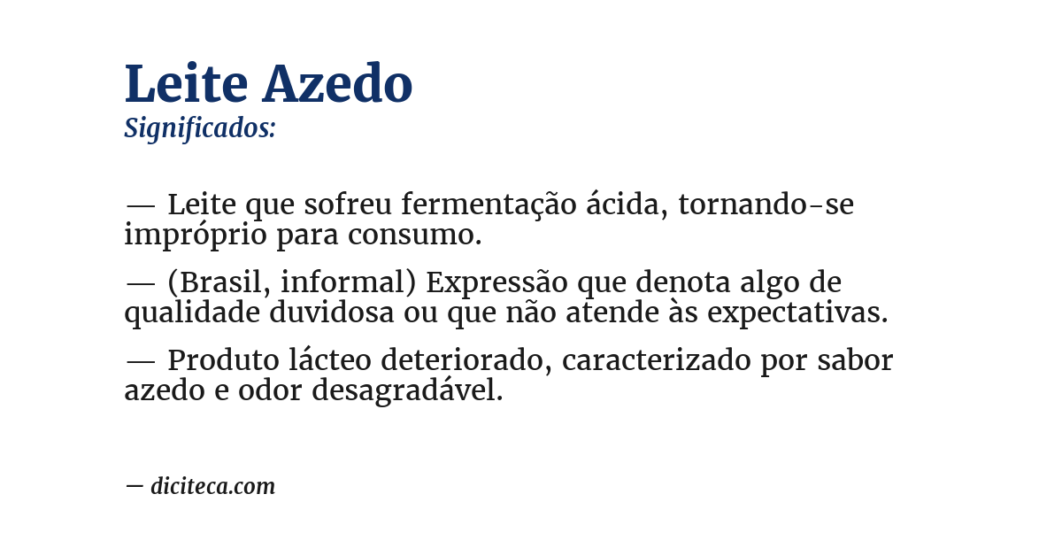Significado de leite azedo