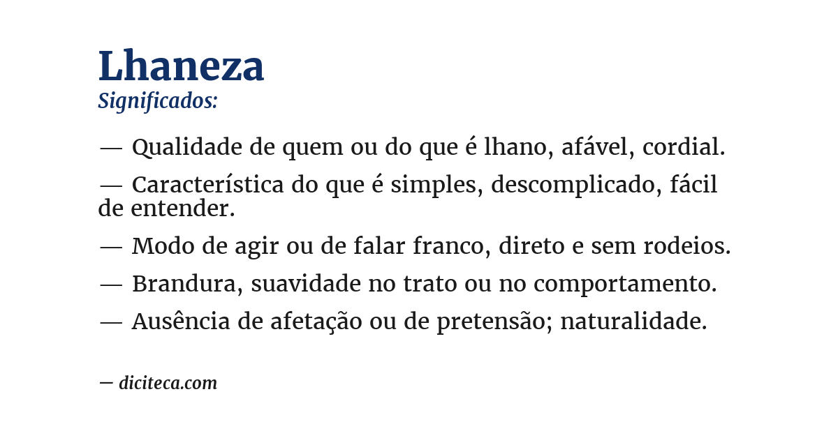 Significado de lhaneza