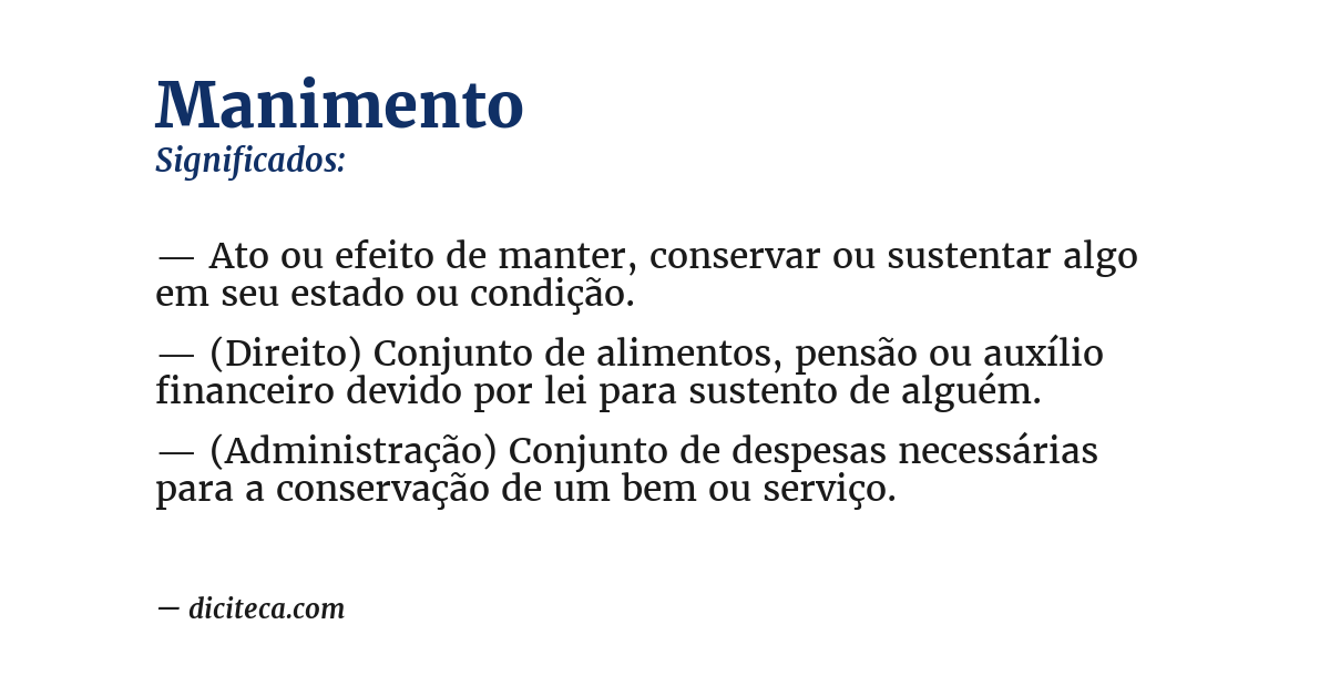 Significado de manimento