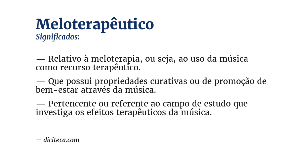 Significado de meloterapêutico