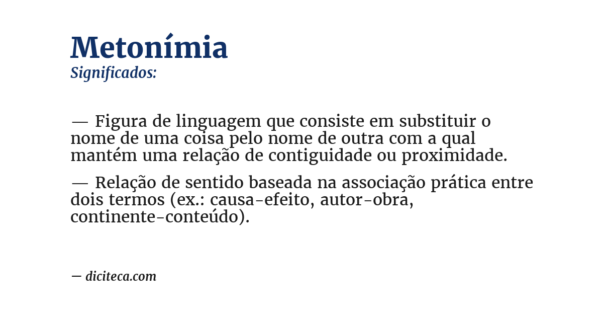 Significado de metonímia