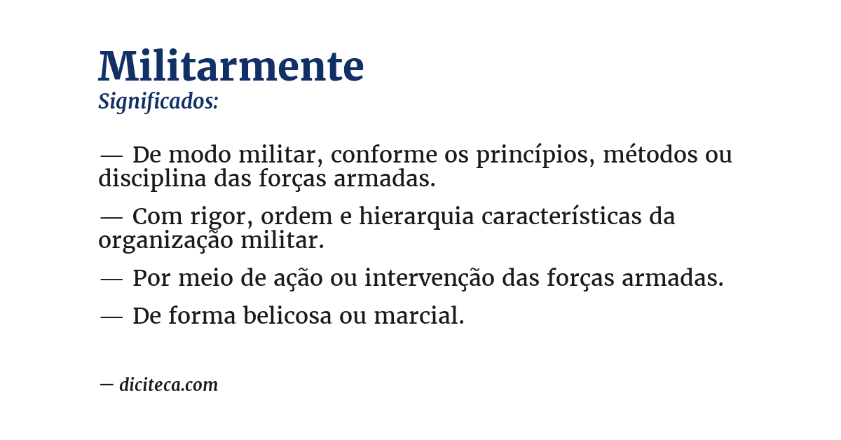 Significado de militarmente