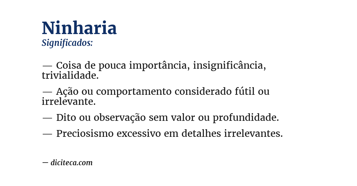 Significado de ninharia