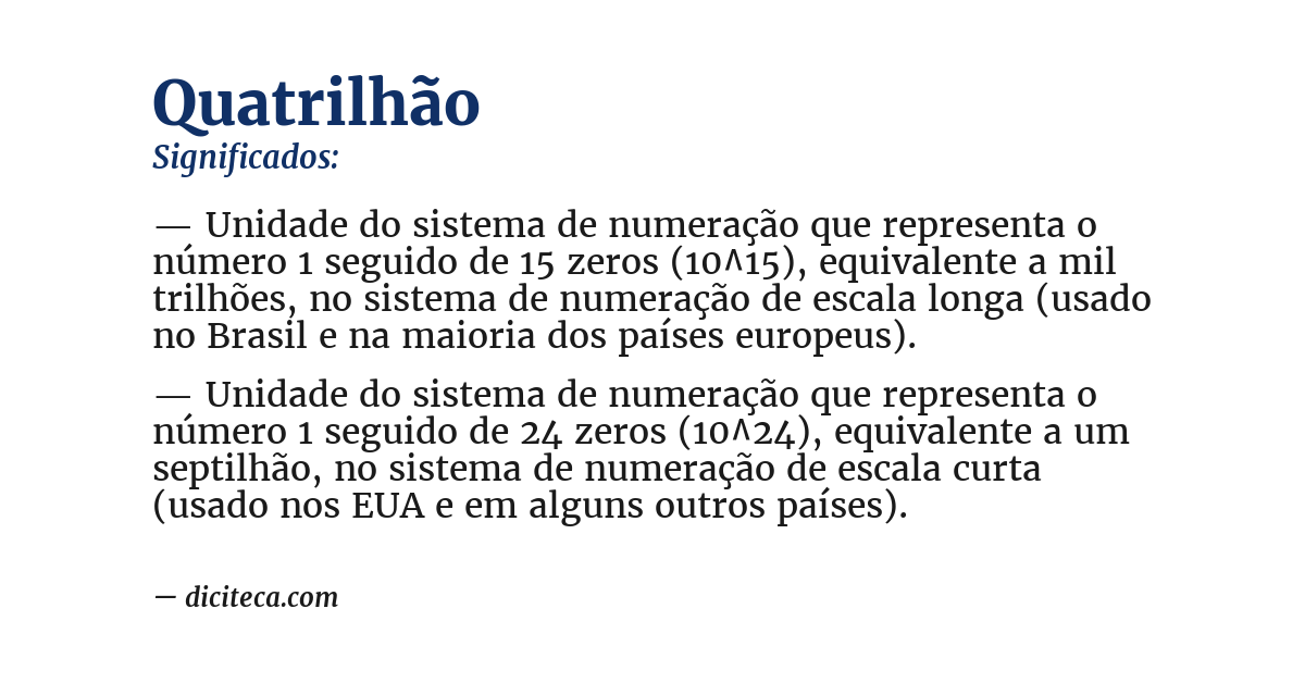 Significado de quatrilhão