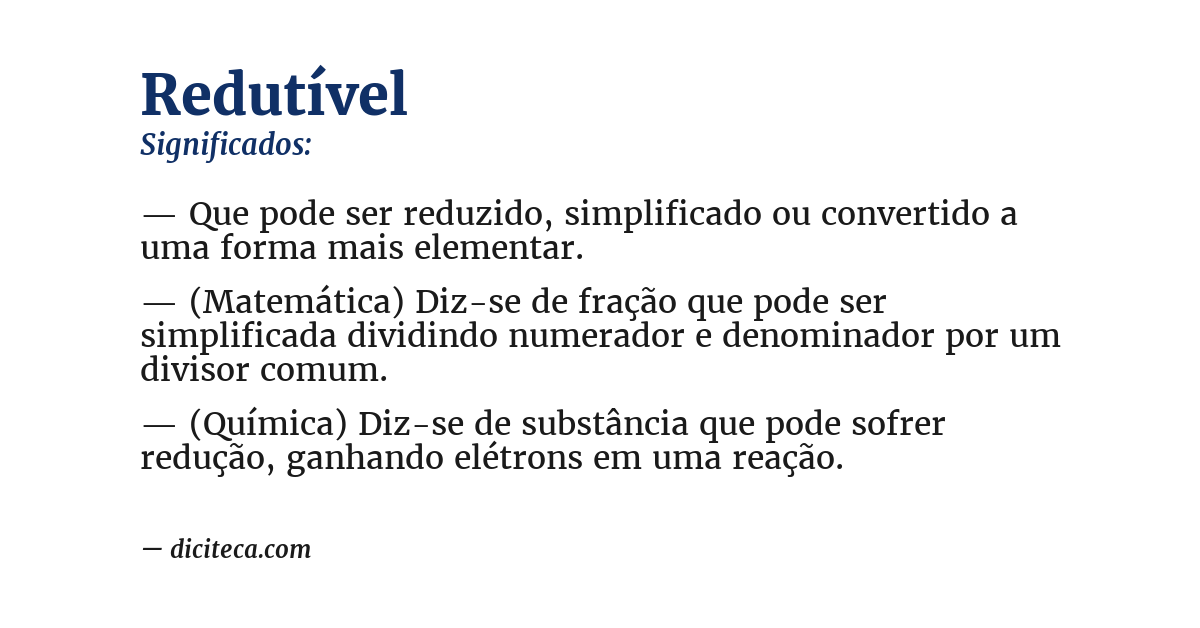 Significado de redutível