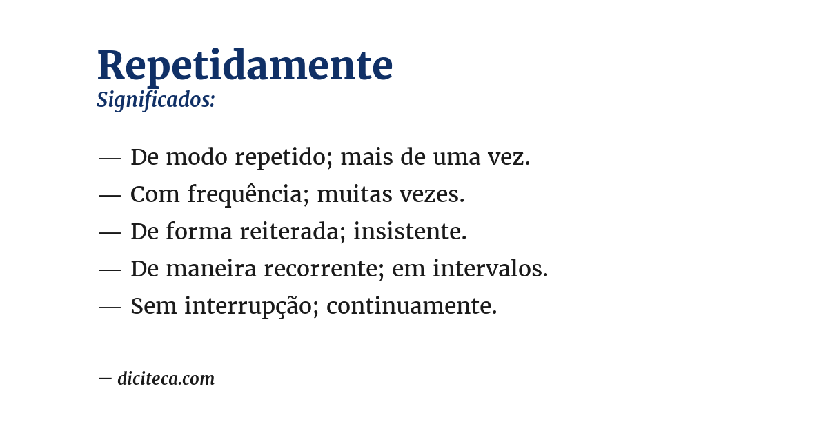 Significado de repetidamente