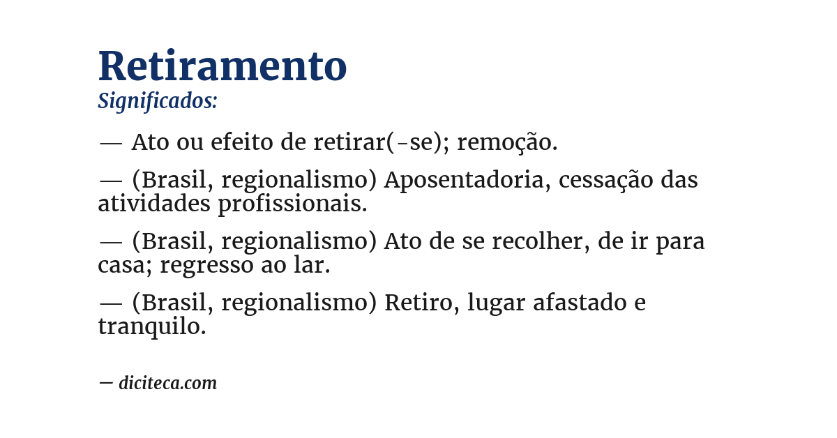 Significado de retiramento