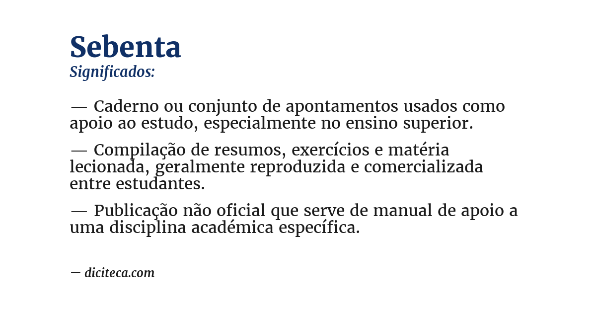 Significado de sebenta