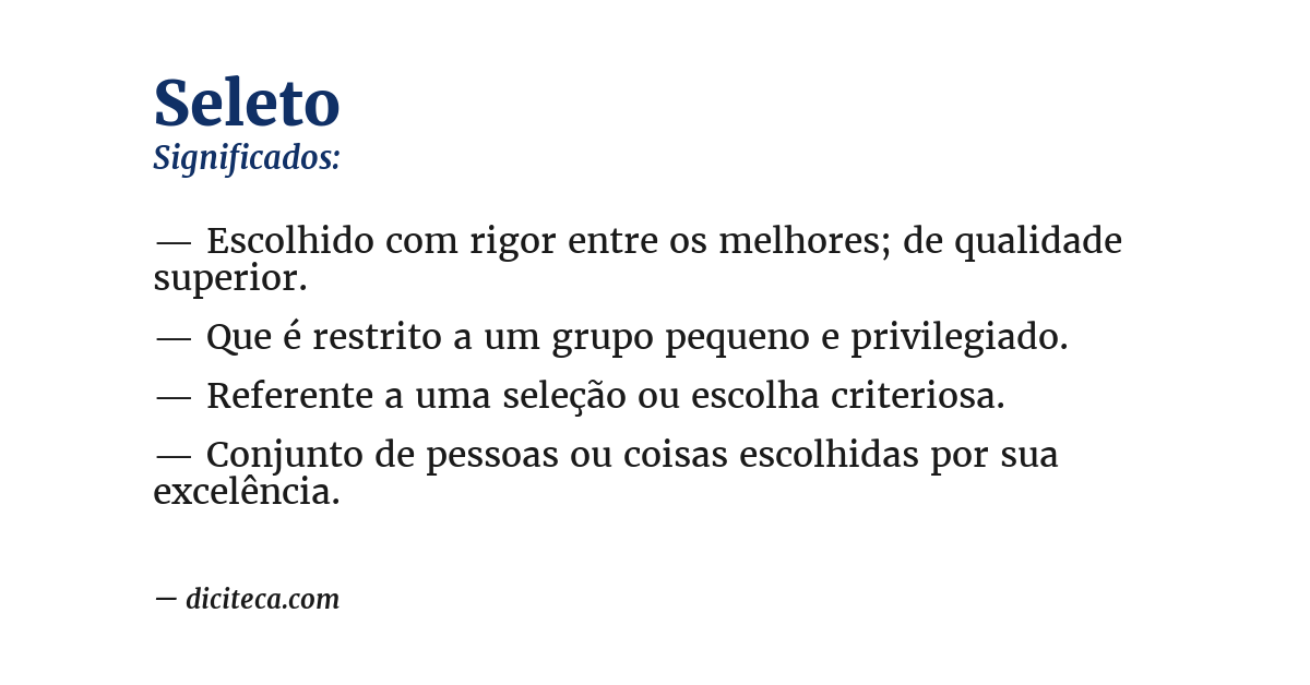 Significado de seleto