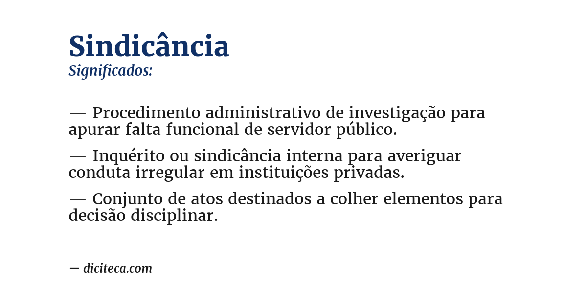 Significado de sindicância